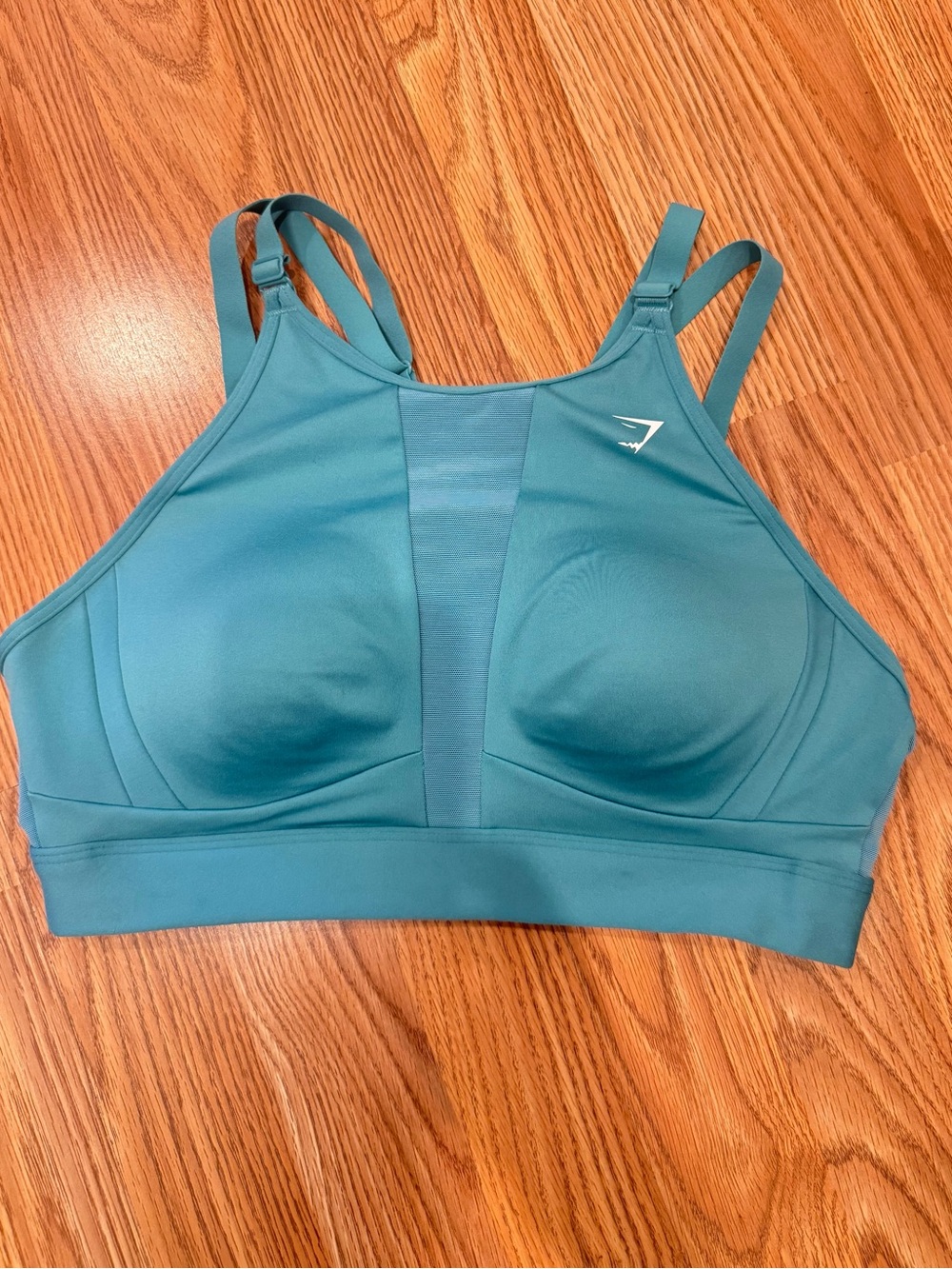 Gymshark Teal High-Neck Mesh-Panel Sports Bra